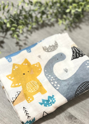 Muslin Dino Land Swaddle Blanket
