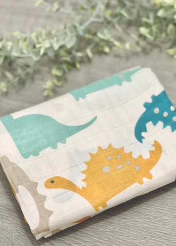 Muslin Dinosaur Swaddle Blanket