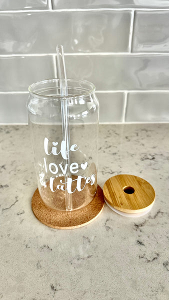 Glass Cup - Life, Love, & Lattes