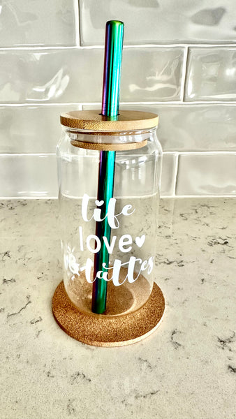 Glass Cup - Life, Love, & Lattes