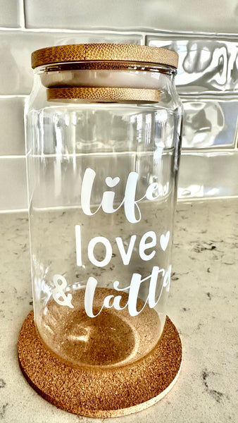 Glass Cup - Life, Love, & Lattes