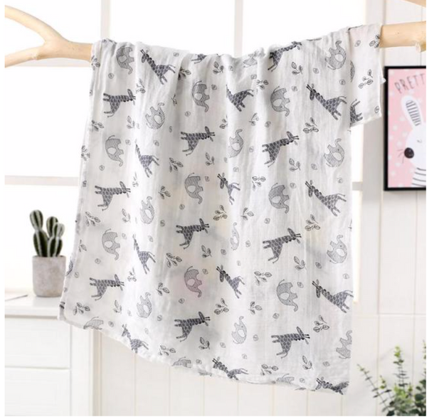 Muslin Safari Swaddle Blanket